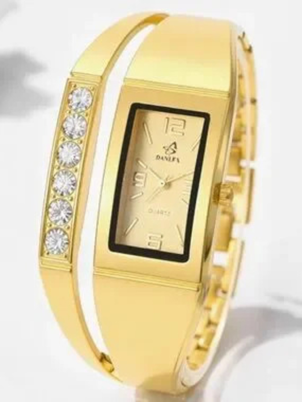 !!!Anthropologie Gold-Tone Crystal Accent Bangle Watch